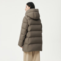 坦博尔加厚羽绒服女中长款可脱卸帽通勤宽松防风保暖外套90鸭绒 栗灰咖 XL 175/96A