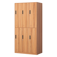 洛克菲勒更衣柜铁皮柜彩色钢制员工宿舍储物箱带锁澡堂洗浴池仿木纹存包柜