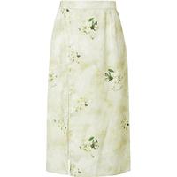 红袖弗里达联名碎花半身裙夏季2024女装 气质高腰开叉国风雪纺裙 绿花602 M