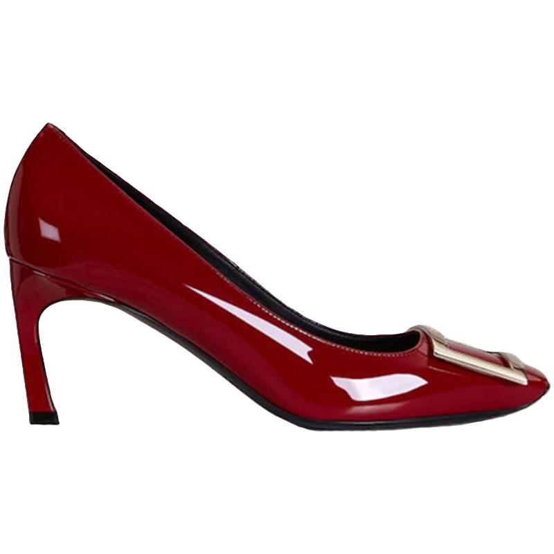 【新年】Roger Vivier/RV女鞋Trompette方扣单鞋漆皮高跟婚鞋
