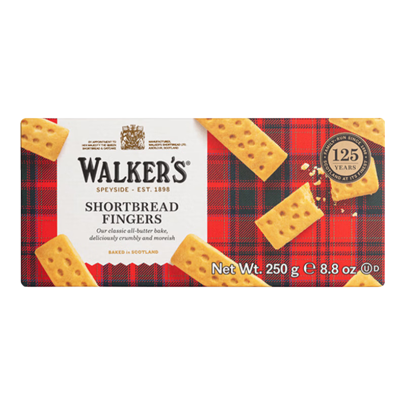 沃尔克斯（Walkers）指形甄酥黄油饼干250g  双十一 下午茶点心英国  休闲零食