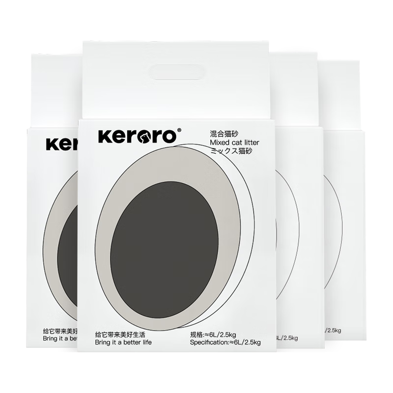 Keroro 可噜噜 混合猫砂2.5kg 6包/30斤 矿土豆腐经典混合款 可冲厕所猫咪用品