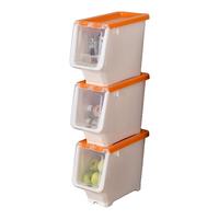 BELO 百露 透明塑料收纳箱 活力橙  35*18*29.5cm 3个装