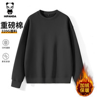 HIPANDA你好熊猫重磅卫衣男2025秋冬圆领加绒长袖男女宽松打底衫T恤上衣 白色-加绒 M