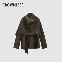 CROWNLESS未冕松弛牦牛绒羊毛双面呢型感围巾披肩中长大衣 咖啡色 M