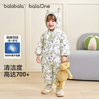 88VIP:巴拉巴拉 balaOne宝宝羽绒服连体衣2025冬装保暖萌趣时尚新颖 啃秋00314-白鸭绒