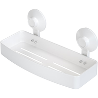 太力卫生间置物架吸盘免打孔浴室洗漱置物架厨房收纳盒 雅白色 【方形】太空铝置物架 1个装