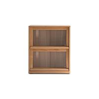 源氏木语实木书柜现代简约矮书柜储物柜家用组合书架落地置物架 【橡木原木色D款】翻门柜