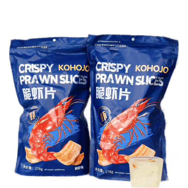 KOHOJO 脆虾片虾条薯片鲜虾片味网红膨化零食下午茶小吃巨型虾片 1袋