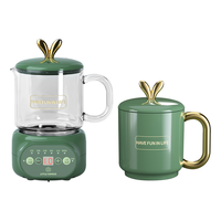 小南瓜 电炖杯电热水杯迷你养生壶养生杯大容量煮茶器热牛奶神器一人煮粥 【玻璃+陶瓷】双杯款