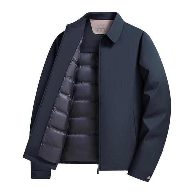 PLUS会员：鸭鸭羽绒服 夹克羽绒服男短款外套 藏青色