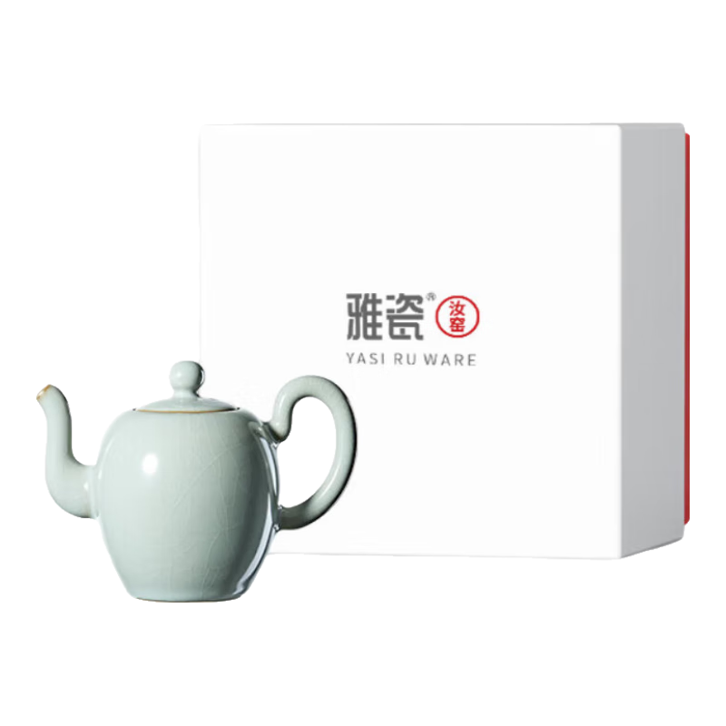 雅瓷汝窑美人肩壶功夫茶具陶瓷泡茶壶家用大号单壶礼盒装冰裂釉天青色 汝窑美人肩壶 265ml