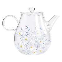 南山先生 中式贴花工艺玻璃泡茶壶耐高温花茶壶功夫茶具配件蓝星小梨壶 蓝星小梨壶