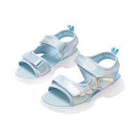 甜美爱心运动凉鞋24年夏季女童舒适透气网面魔术贴沙滩鞋凉鞋