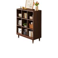 锦需全实木书架胡桃木色格子柜置物架落地客厅矮柜柜子储物柜一体书柜 【加深9格】黑胡桃色90x30x107.5cm