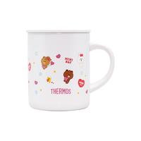 膳魔师（THERMOS） 保温杯茶咖啡杯便携男女士办公旅行牛奶杯不锈钢杯子 JDG-LNMWH白色小熊款 350ml