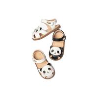 斯纳菲女童凉鞋夏季儿童熊猫软底鞋宝宝包头公主鞋 熊猫白 24 适合脚长14.5-14.9cm