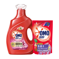 奥妙（OMO）全自动三合一洗衣液含金纺持久留香樱花浓缩酵素去污渍家庭装 【5斤】樱花香4斤瓶+1斤袋