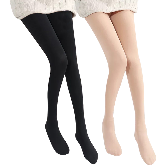 浪莎 打底裤女 秋冬光腿连裤袜 肤色 2条