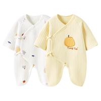 童泰 新生婴儿连体衣秋冬季保暖宝宝衣服初生儿纯棉蝴蝶哈衣2件装