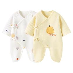 童泰 新生婴儿连体衣秋冬季保暖宝宝衣服初生儿纯棉蝴蝶哈衣2件装