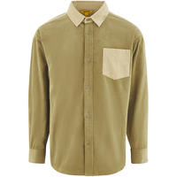 CAT卡特24夏男士拼色设计灯芯绒两贴袋衬衫 卡其 S