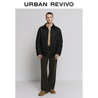 UR2025秋季男装简约休闲翻领菱格纹绗缝羽绒服UML150034 黑色 L