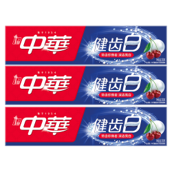 中华牙膏 中华健齿白小苏打牙膏亮白去黄清新口气家庭装果香味200g×3支