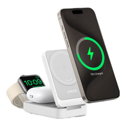 Anker MagGo无线充电器三合一15W磁吸适用iPhone17promax苹果16手表耳机apple iwatch