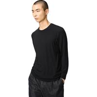 优衣库 男装HEATTECH EXTRA WARM混纺圆领T恤 9分袖 9%羊绒 481441 09 黑色 L