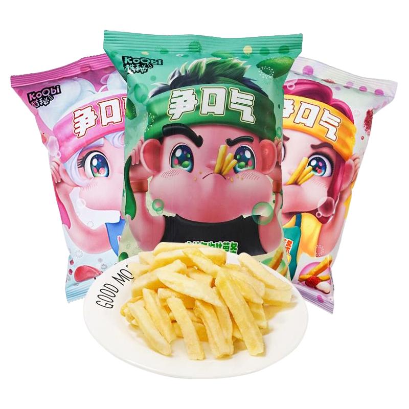 酷秘气泡白桃青柠水果原切薯条休闲办公室解馋小零食小吃50g