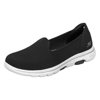 斯凯奇(Skechers)女鞋一脚蹬夏季健步鞋透气平底浅口休闲健步鞋子网面鞋124001 黑色/白色/BKW 37