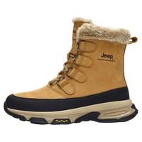 Jeep/吉普秋冬防寒工装靴男防水防滑雪地靴女高帮保暖加绒户外鞋