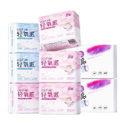 舒莱 轻氧派卫生巾日用夜用组合装8包64片防漏超薄干爽透气姨妈巾
