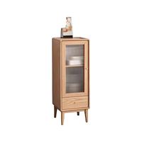 源氏木语实木客厅边柜现代简约橡木置物柜北欧小户型墙角收纳窄柜 【橡木】矮款窄电视边柜1.1米