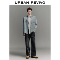 UR2025秋季男装时尚潮流复古水洗棉质牛仔长裤UMY850046+ 深灰 34