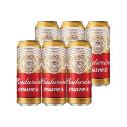 百威 纯生啤酒500ml*6听经典铝罐易拉罐拉格8度浓郁麦香