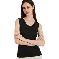 南极人女士无痕保暖背心女秋冬含羊毛蚕丝德绒圆领薄款打底上衣内衣XL 黑 XL （120-140斤）