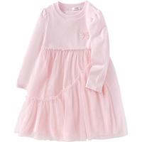 巴拉巴拉童装女童连衣裙儿童针织裙子2025春蝴蝶结网纱裙甜美