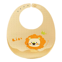 爱贝迪拉宝宝围兜围嘴口水巾儿童罩衣裸感硅胶3D立体围兜 【纳米银抑菌】 【印花】卡莱狮-3D超薄