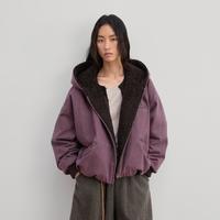 SINBOS 风雪旧迹 复古皮草羽绒外套女冬季连帽休闲羊毛内里女士羽绒夹克