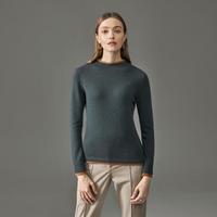 皮皮狗 商场同款假双层半高领内搭打底羊绒衫女秋