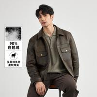 SINBOS 鹅绒皮衣男真皮加厚保暖羽绒服秋冬男士皮夹克外套