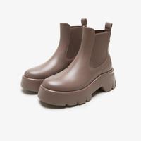 le saunda 秋冬款短筒切尔西靴厚底显高套脚短靴增高靴子皮靴