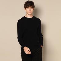 皮皮狗 男士羊绒衫 秋季圆领绞花纯色毛衣打底衫