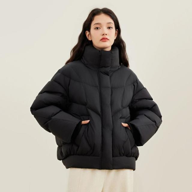 LEDIN 乐町 短款面包羽绒服女冬季泡芙感超柔可脱卸帽保暖外套