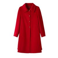 艾莱莹 春秋款修身减龄单排扣羊绒大衣女式外套