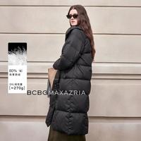 BCBGMAXAZRIA 【高奢鹅绒】经典大翻领绗格宽松长款加厚羽绒服25冬