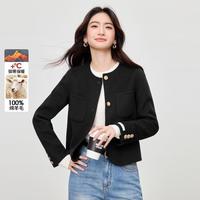 尚都比拉 SENTUBILA 2025冬季圆领保暖短款毛呢外套高级感