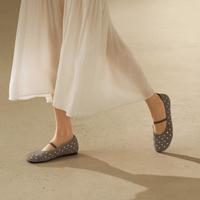 高跟73小时 女鞋绒绒奶糖春秋圆头芭蕾鞋女法式玛丽珍鞋单鞋